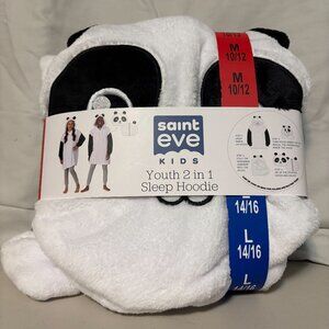 saint eve kids Youth 2 in 1 Sleep Hoodie, black and white, M/L 10/12+14/16 - NWT